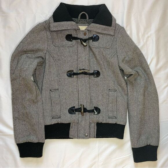 Heritage 1981 Bomber Jacket | Y2K Herringbone Wool Blend, Toggle Closures - Picture 3 of 8